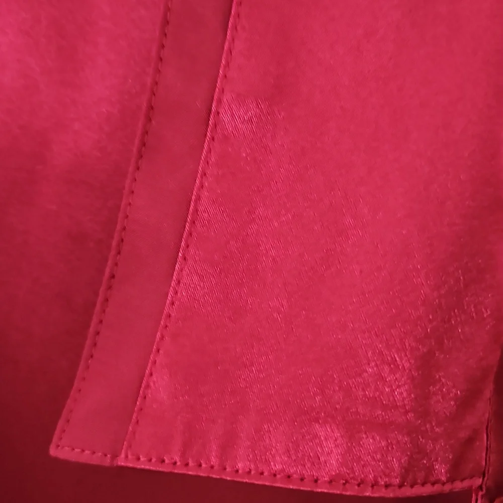 Morgan Taylor Intimates Cherry Red Satin Button Up Lounge Top Pajama Size Medium